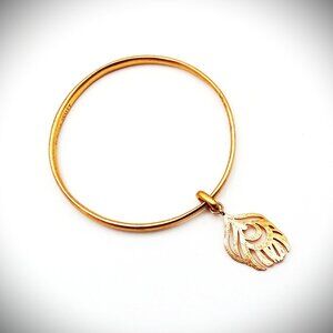 KENDRA SCOTT NWT Color Bar Feather Charm Bangle Bracelet in Antique Rose Gold